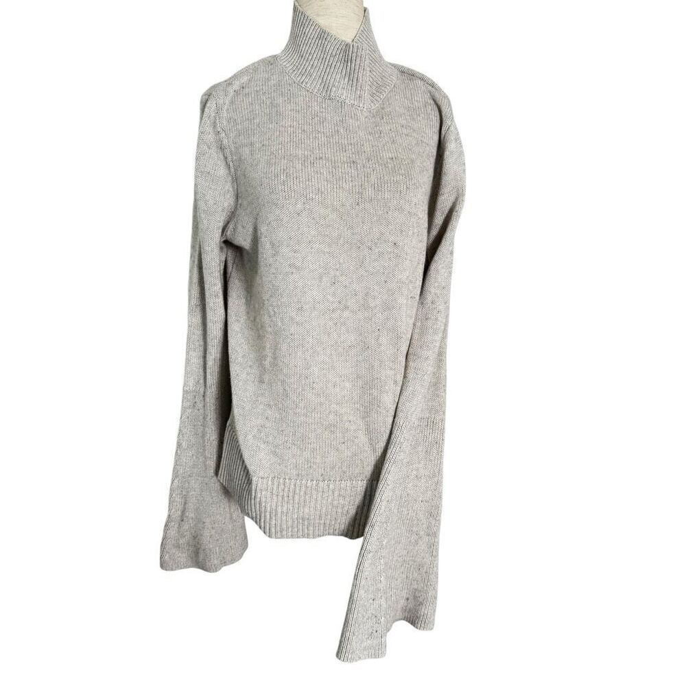 Artisan NY Oatmeal Gray Mock Neck Sweater Bell Sleeves Women’s Size Medium M